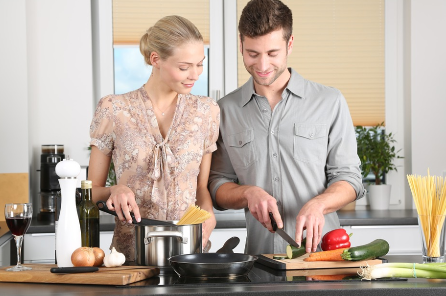 a couple cooking